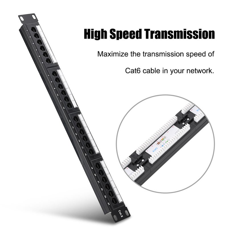 LAN Network Adapter CAT6 24 Port Patch Panel Rack Cable Wall Mounted Bracket Rack Tool - Image 2