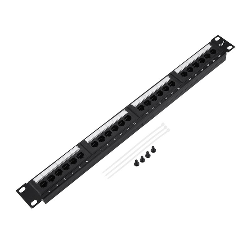 LAN Network Adapter CAT6 24 Port Patch Panel Rack Cable Wall Mounted Bracket Rack Tool - Image 1