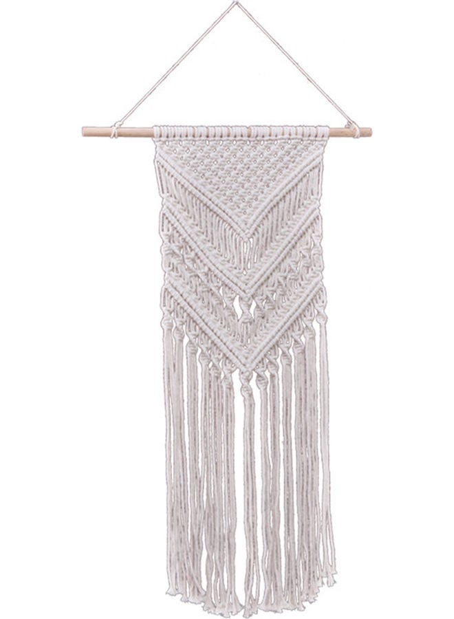 NIBEMINENT Macrame Wall Hanging Woven Tapestry White/Beige