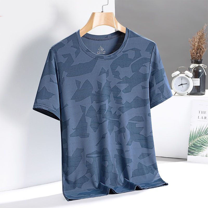 Breathable Mesh Short-Sleeved Men'S Ins Trendy All-Match Loose Camouflage Top Summer Ice Silk Youth Base Shirt - Image 1