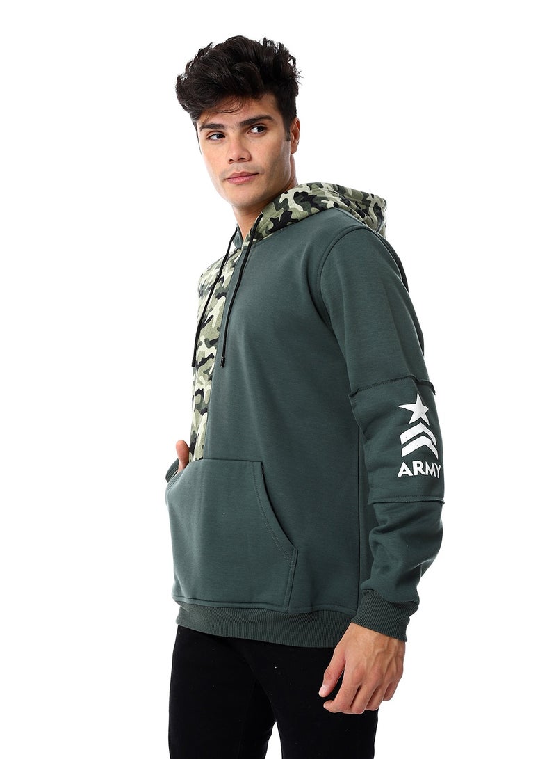 Caesar Mens Closed Hoodie With Army Design - Image 3