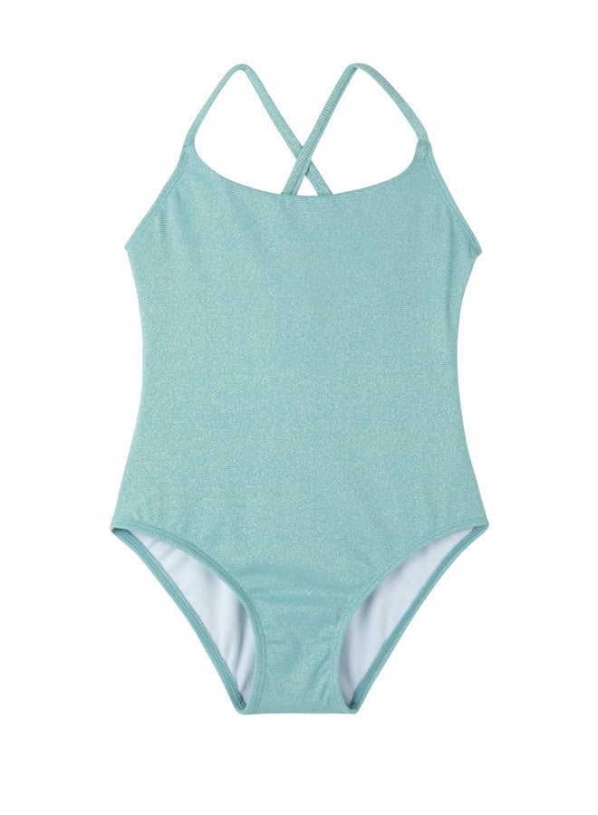 Gottex Kids Sparkles Criss Cross Tie Back One Piece Swimsuit Chlorine Fade Resistant and Built-in UPF UV 50+ Protection Turquoise - Image 1