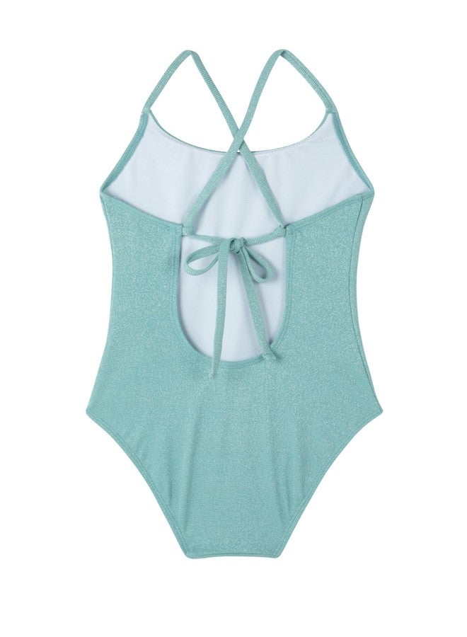 Gottex Kids Sparkles Criss Cross Tie Back One Piece Swimsuit Chlorine Fade Resistant and Built-in UPF UV 50+ Protection Turquoise - Image 2