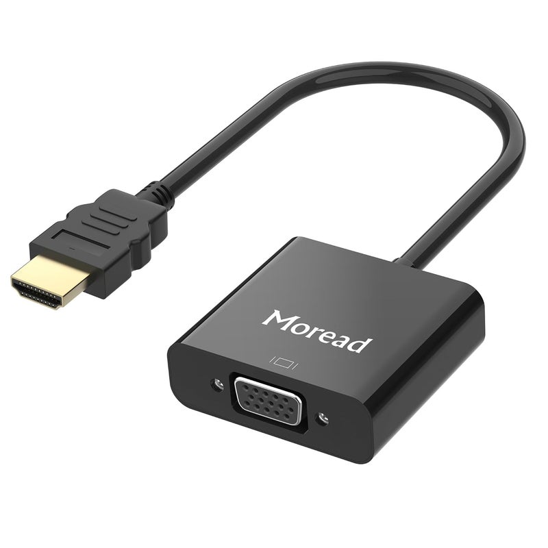 Moread HDMI to VGA with Audio, Gold-Plated Active HDMI to VGA Adapter (Male to Female) with Micro USB Power Cable & 3.5mm Audio Cable for PS4, MacBook Pro, Mac mini, Apple TV and More - Black - Image 1