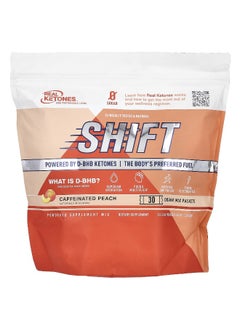 Real Ketones Real Ketones, Shift, Caffeinated Peach, 30 Drink Mix Packets, 0.24 oz (6.9 g) Each  - Image 1