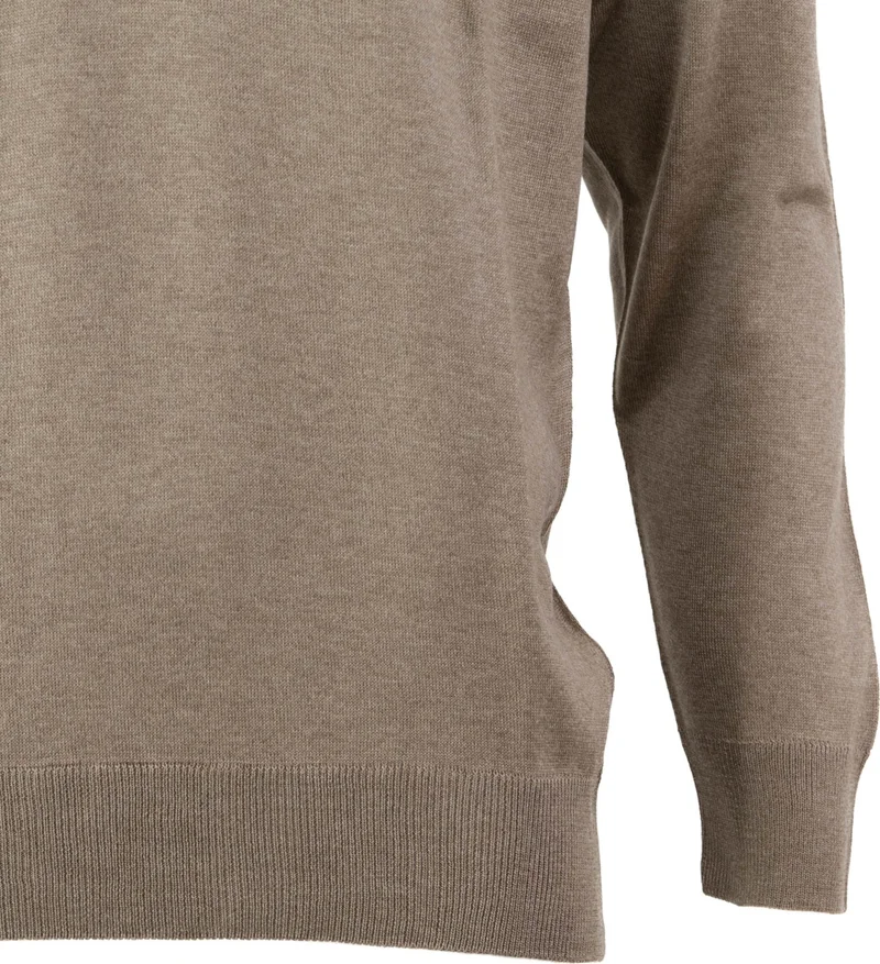 اوبلاند Men's Long Sleeve V-Neck Solid Color Classic Model Comfortable Cut Full Pattern Wool Woven Sweater