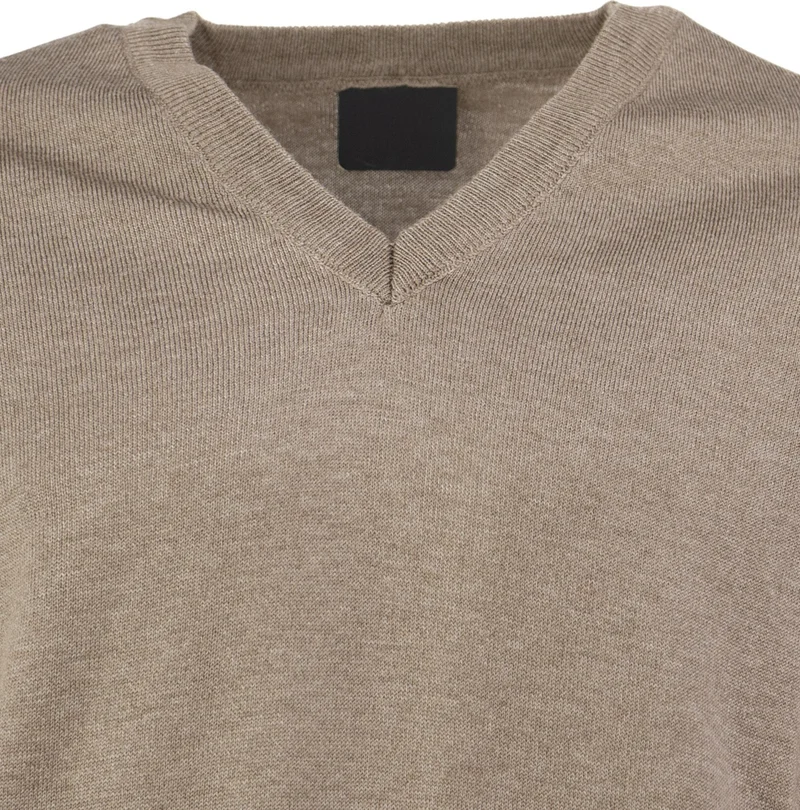 اوبلاند Men's Long Sleeve V-Neck Solid Color Classic Model Comfortable Cut Full Pattern Wool Woven Sweater