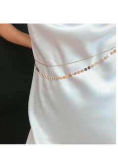 RA accessories Women's Body Chain 2 Rows Of Chinese Gold Chain & Coins _Rust-Resistant _Belly Chain  - Image 1