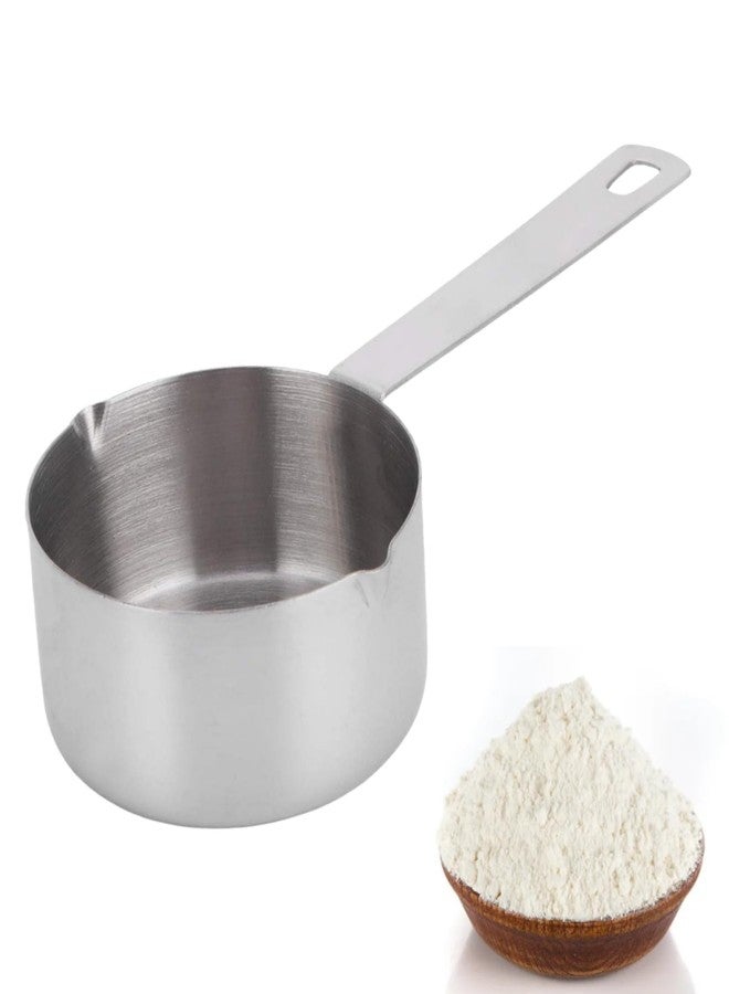 Beufee Stainless Steel Measuring Cup, Metal Measuring Spoons with Scales Storage Rings Dual Pour Mouth Measuring Scoop Kitchen Supplies(1/4 Measuring Cup) - Image 1