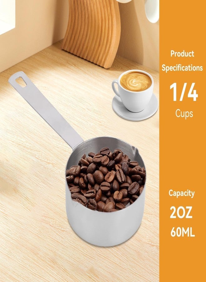 Beufee Stainless Steel Measuring Cup, Metal Measuring Spoons with Scales Storage Rings Dual Pour Mouth Measuring Scoop Kitchen Supplies(1/4 Measuring Cup) - Image 2