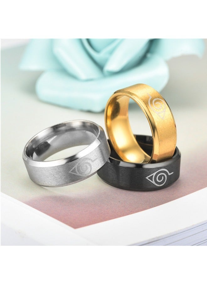 3Pcs Anime Peripheral Ring, Stainless Steel Jewelry, Titanium Jewelry, Men's Ring, Cosplay Accessories (Gold + Silver + Black)  - Image 4