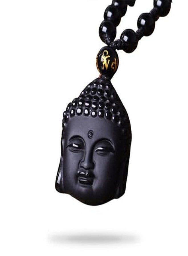 MUDTALE Buddha Face Resin Pendant Necklace for Men Women Handcrafted Locket Charm with Adjustable Cord Unique Religious Jewelry Gift for Brother, Friend Spiritual Lucky Totem - Image 1