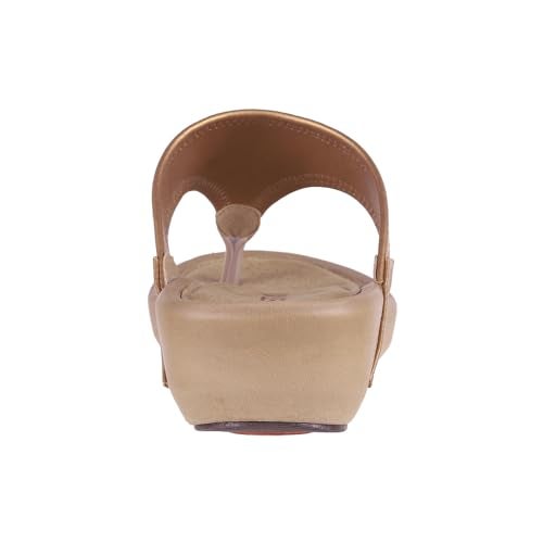 Metro Women Antique Gold Synthetic Leather Casual Comfort Slip-on Sandal UK/6 EU/39 (32-823) - Image 5