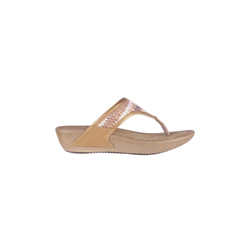 Metro Women Antique Gold Synthetic Leather Casual Comfort Slip-on Sandal UK/6 EU/39 (32-823) - Image 4