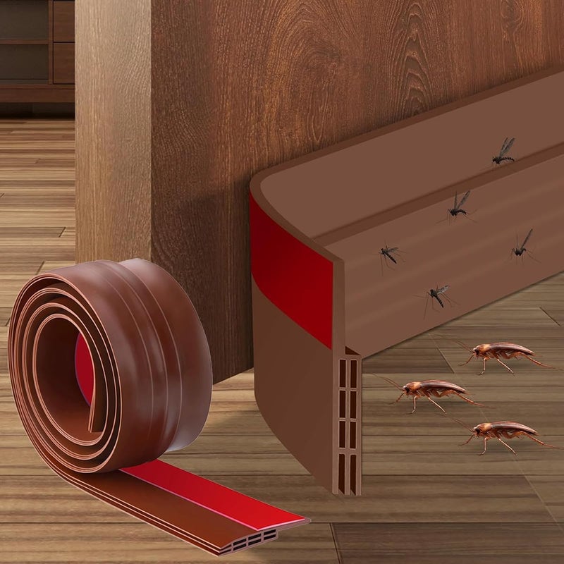 ToolHouse Door Seal Strip, Under Door Draft Stopper, Self-Adhesive Door Sweep Weather Stripping, Soundproof Door Bottom Seal Suitable for Windproof, Dustproof and Insect Proof, 2" x 39" (brown, 1m) - Image 1