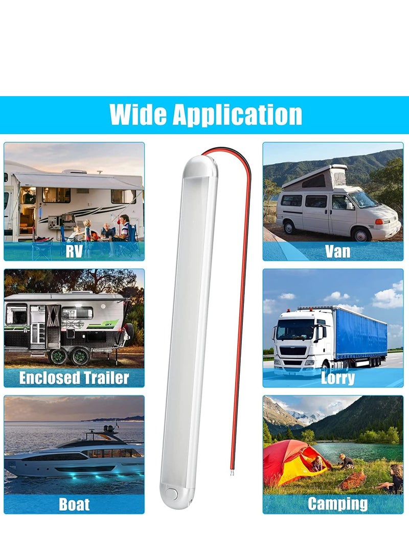 إسكدنيا شريط إضاءة داخلي LED 12 فولت، 120 مصباح LED 1180LM 7W 12 فولت، شريط إضاءة LED 12 فولت مع مفتاح تشغيل/إيقاف، لمقطورة البضائع المغلقة والسيارة والشاحنة والشاحنة والقوارب والقافلة والمنزل المتنقل (4 قطع) - Image 5