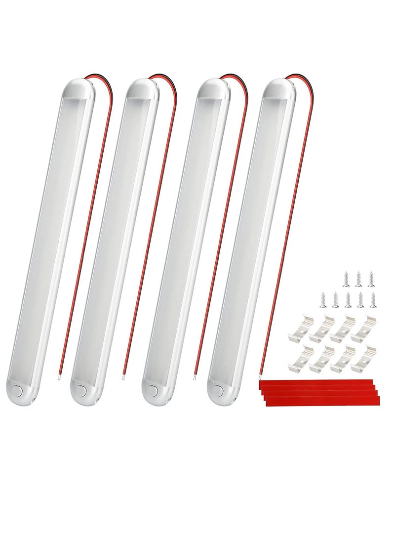 إسكدنيا شريط إضاءة داخلي LED 12 فولت، 120 مصباح LED 1180LM 7W 12 فولت، شريط إضاءة LED 12 فولت مع مفتاح تشغيل/إيقاف، لمقطورة البضائع المغلقة والسيارة والشاحنة والشاحنة والقوارب والقافلة والمنزل المتنقل (4 قطع) - Image 1