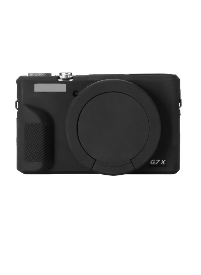 حالة كاميرا Canon G7X Mark III ، غطاء واقي من السيليكون الناعم مع غطاء عدسة قابلة للإزالة متوافق مع كاميرا Canon Powershot G7X III DSLR (أسود) - Image 1