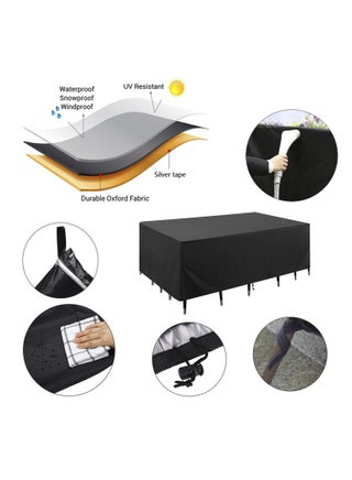 Waterproof Extra Large Outdoor Furniture Set Cover, Heavy Duty Oxford Fabric Garden Patio Table and Chair Sofa Set Cover, Rectangle Dust Proof UV Resistant Anti Sun/UV/Wind Protection (213*132*74CM) - view 5