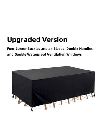 Waterproof Extra Large Outdoor Furniture Set Cover, Heavy Duty Oxford Fabric Garden Patio Table and Chair Sofa Set Cover, Rectangle Dust Proof UV Resistant Anti Sun/UV/Wind Protection (213*132*74CM) - view 3