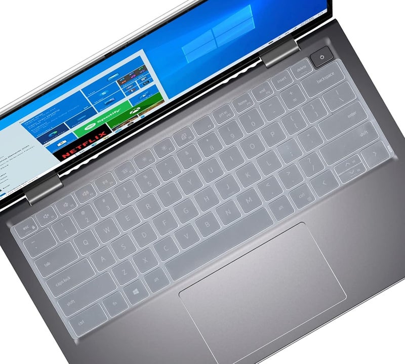 Saco Silicone Skin Keyboard Protector Cover for Dell Inspiron 13 5310 5320/ Dell Inspiron 14 5410 5415 5418 5420 5425 5430 7415 7420 7425 7430/ Dell Inspiron 16 5630 5635 - Transparent - Image 1