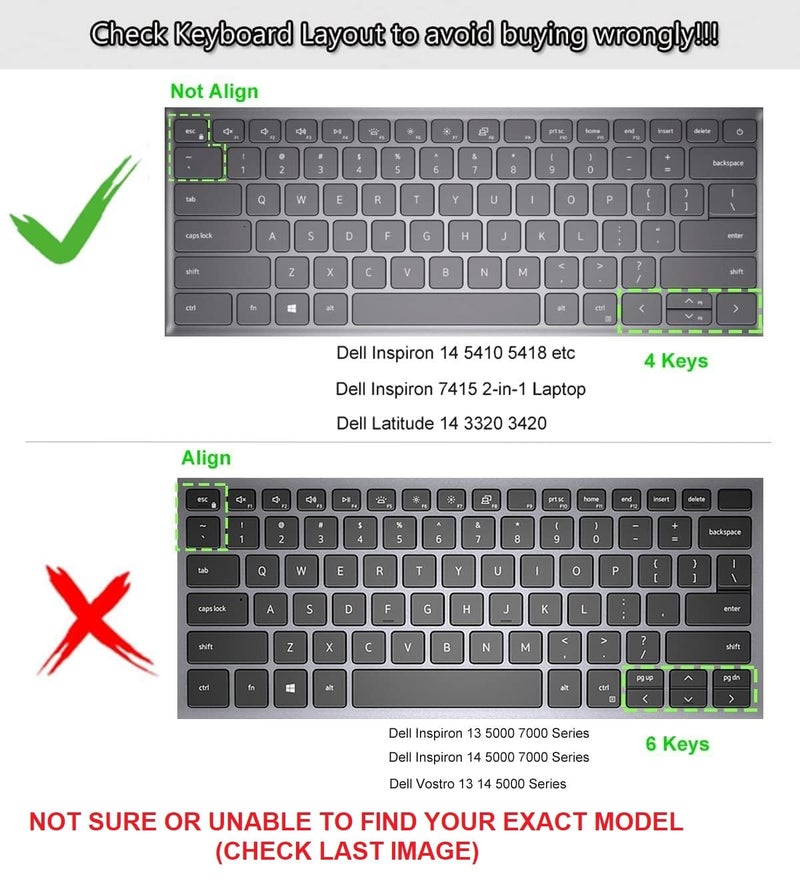 Saco Silicone Skin Keyboard Protector Cover for Dell Inspiron 13 5310 5320/ Dell Inspiron 14 5410 5415 5418 5420 5425 5430 7415 7420 7425 7430/ Dell Inspiron 16 5630 5635 - Transparent - Image 2