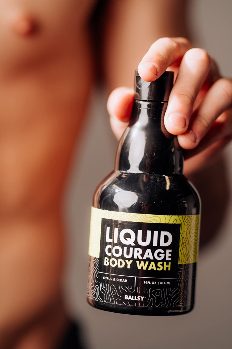 Ballsy Liquid Courage Body Wash to Hydrate Skin, with Aloe Vera, Coconut Oil and Jojoba Spheres, Citrus and Cedar, 14 oz - Image 3