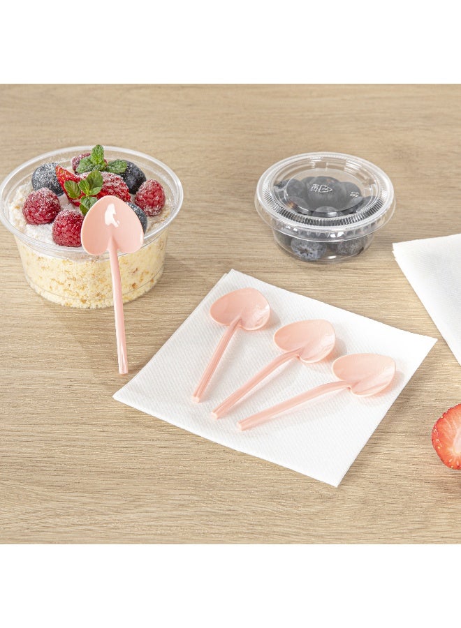 Restaurantware 3.5 Inch x 1.3 Inch Heart Spoons, 100 Disposable Mini Plastic Spoons - Heart-Shaped, For Desserts, Coral Plastic Tasting Spoons, For Parties Or Events, - Image 4