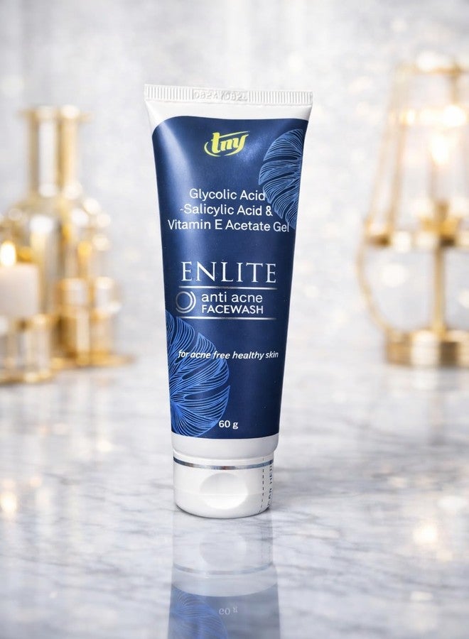 Enlite anti-acne Face Wash Gel with Salicylic Acid & Glycolic Acid Deep Cleansing Facewash for Pimples Acne Prone & Oily Skin With Vitamin E 60g - Image 1