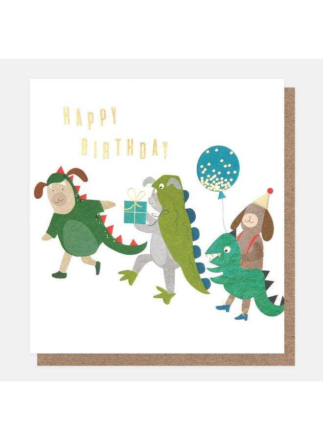Caroline Gardner Caroline Gardner Dressing Up Box Dinosaur Dogs Happy Birthday Greeting Card 
