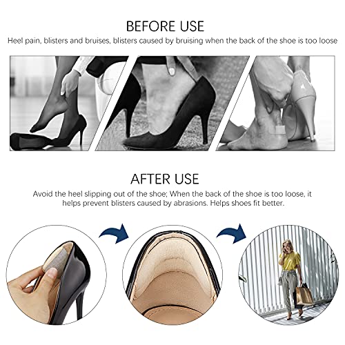 BIGIICO Heel Grips Liner, Cushions Heel Pads Insert Prevent Too Big, Slipping, Blisters, Filler for Loose Shoe Fit (Pale Apricot+Black) - Image 5