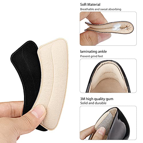 BIGIICO Heel Grips Liner, Cushions Heel Pads Insert Prevent Too Big, Slipping, Blisters, Filler for Loose Shoe Fit (Pale Apricot+Black) - Image 4