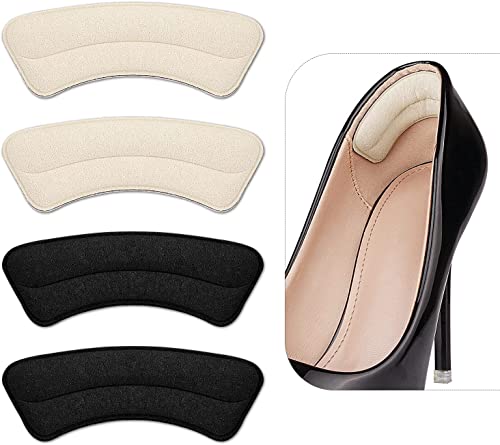 BIGIICO Heel Grips Liner, Cushions Heel Pads Insert Prevent Too Big, Slipping, Blisters, Filler for Loose Shoe Fit (Pale Apricot+Black) - Image 1