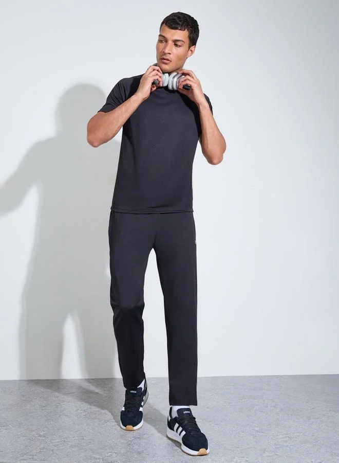 Styli Men Black Muscle Fit Running T-Shirt with Reflective Back Print