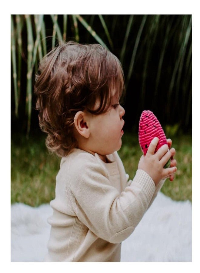Pebble Fair Trade Handmade Crochet Cotton Friendly Watermelon Baby Rattle - Image 2