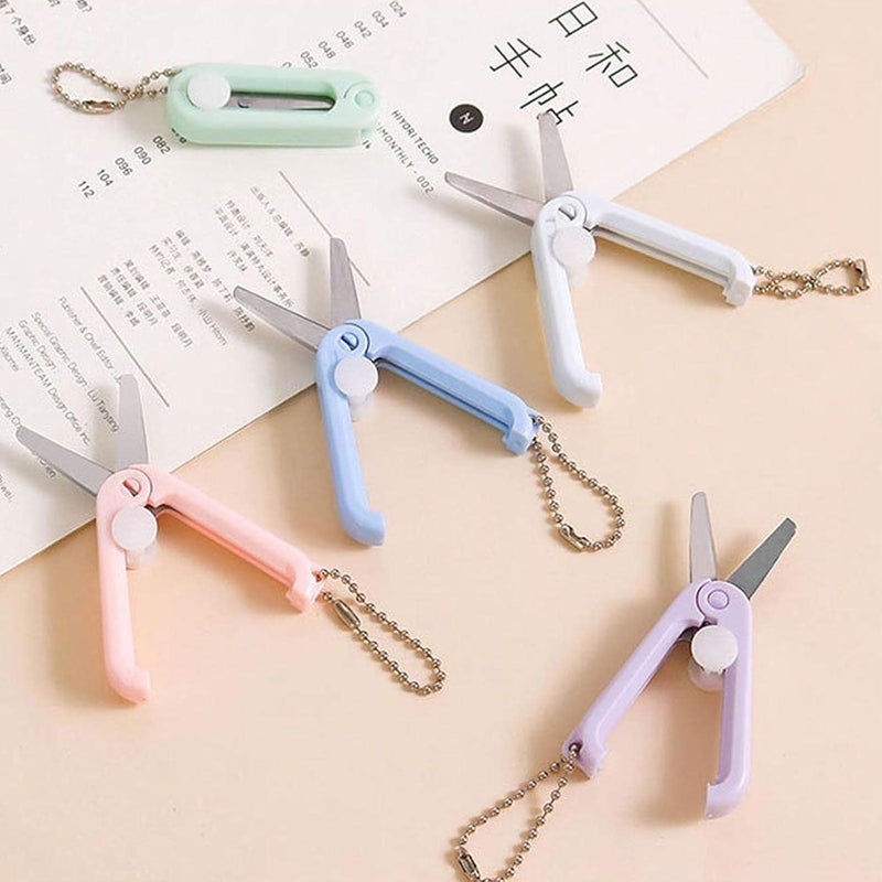 woobles Mini Portable Folding Scissors Simple Paper Cutting Office School Cute Tool Art Scissors Scissors Supplies Kids Stationery Purple - Image 5