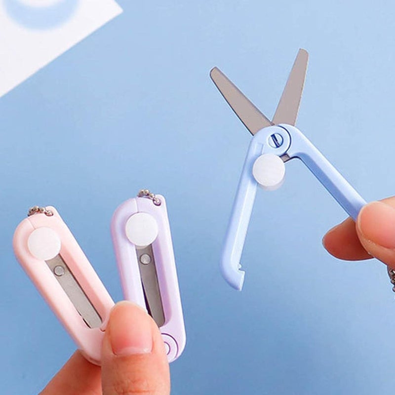 woobles Mini Portable Folding Scissors Simple Paper Cutting Office School Cute Tool Art Scissors Scissors Supplies Kids Stationery Purple - Image 4
