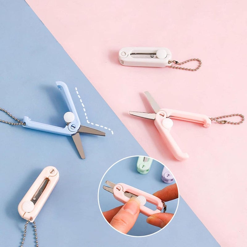 woobles Mini Portable Folding Scissors Simple Paper Cutting Office School Cute Tool Art Scissors Scissors Supplies Kids Stationery Purple - Image 3