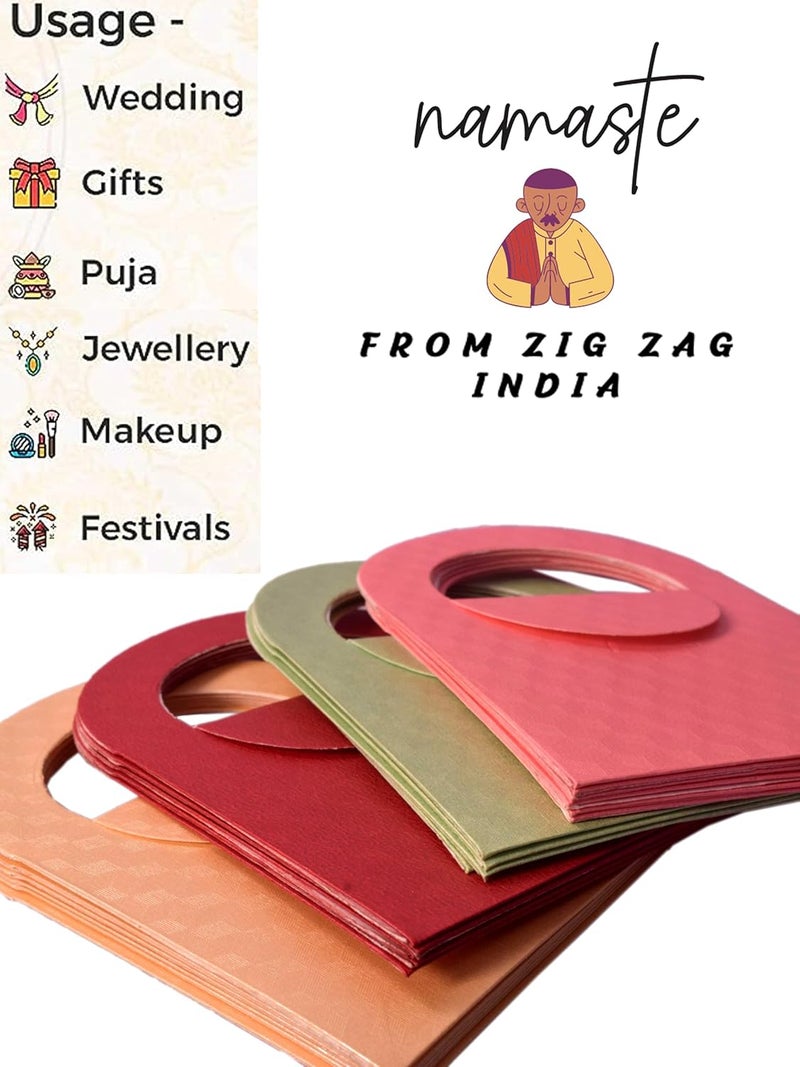 ZIG-ZAG أظرف هدايا المال الهندية مع مقبض - حاملي النقود الزخرفية لجميع المناسبات مثل ديوالي، هدايا الزفاف من الازدهار متعددة الألوان (20) - Image 4