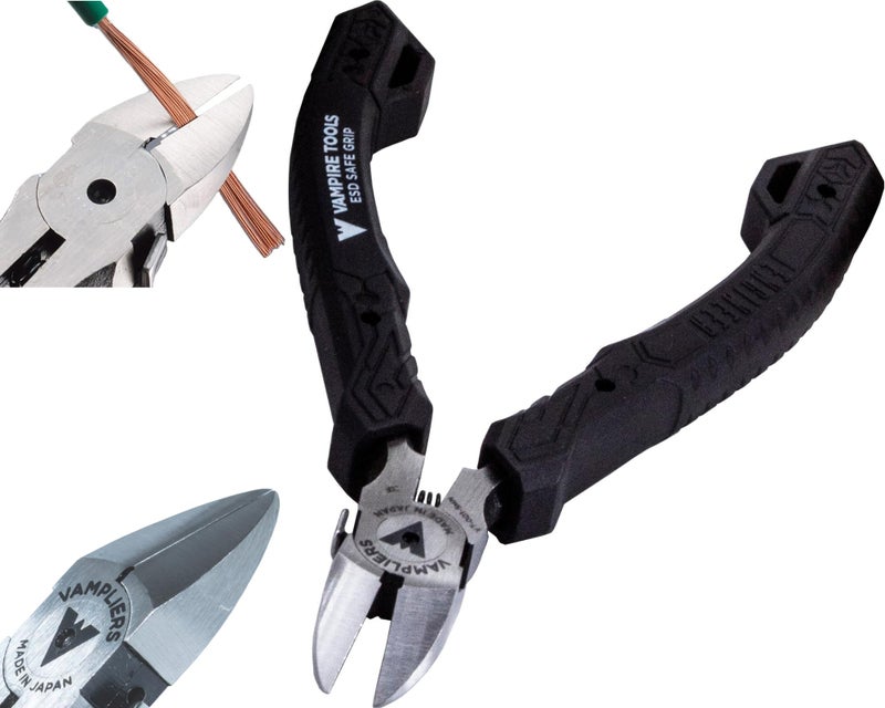 VAMPLIERS 4.75" Precision Flush Cutters. Made in Japan. Professional Grade Side Cutting Pliers Mini Nippers. For Circuit Board Work, Clean Wire Cutting, Electronic Repairs. - Image 1