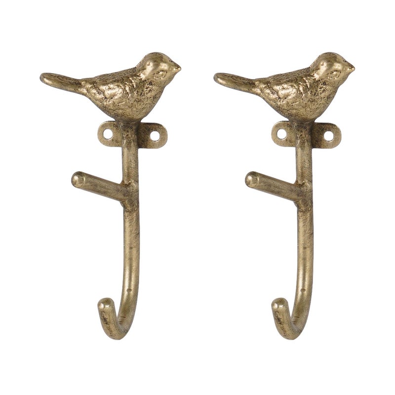 SOFFEE DESIGN 2pcs Metal Coat Hooks with Gold Little Bird Branch Shape for Entryway Bathroom Bedroom Farmhouse Decoration - Image 2
