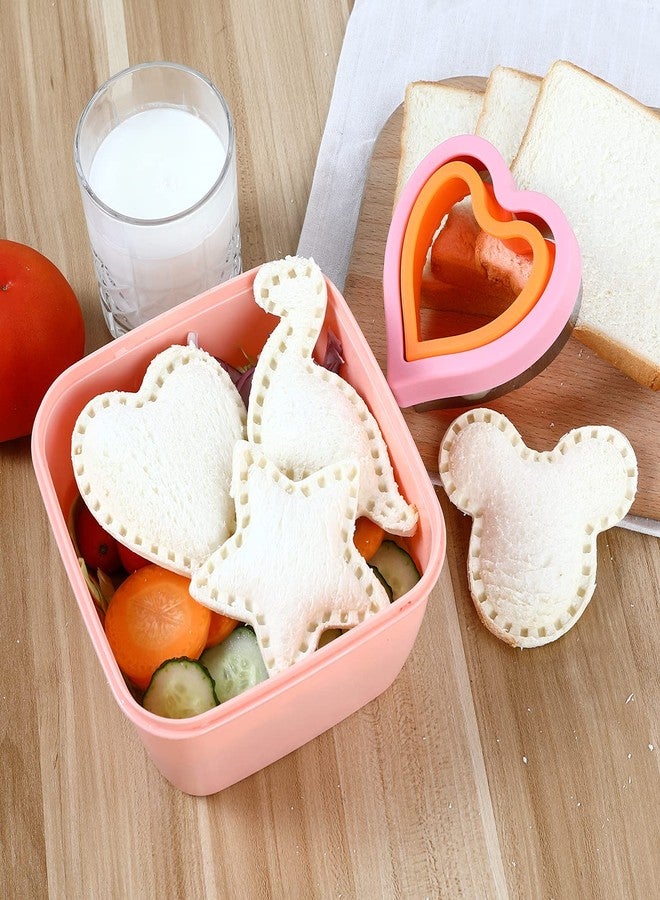 Elfkitwang Sandwich Cutter and Sealer Set,4 Pcs Bread Sandwich Decruster Pancake Maker DIY Cookie Cutters for Kids Bento,Heart Dinosaur Star Mouse Shapes Mold. - Image 4