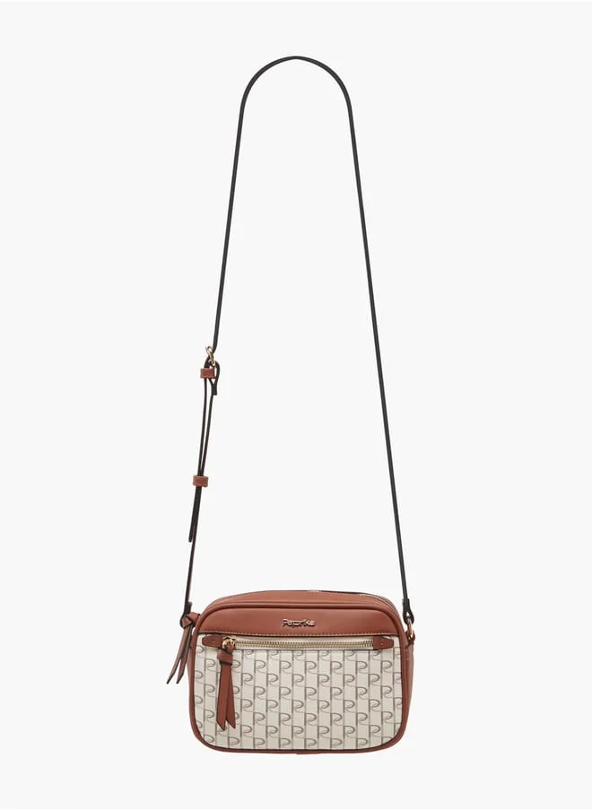 بابريكا Women's Monogram Print Crossbody Bag with Adjustable Strap