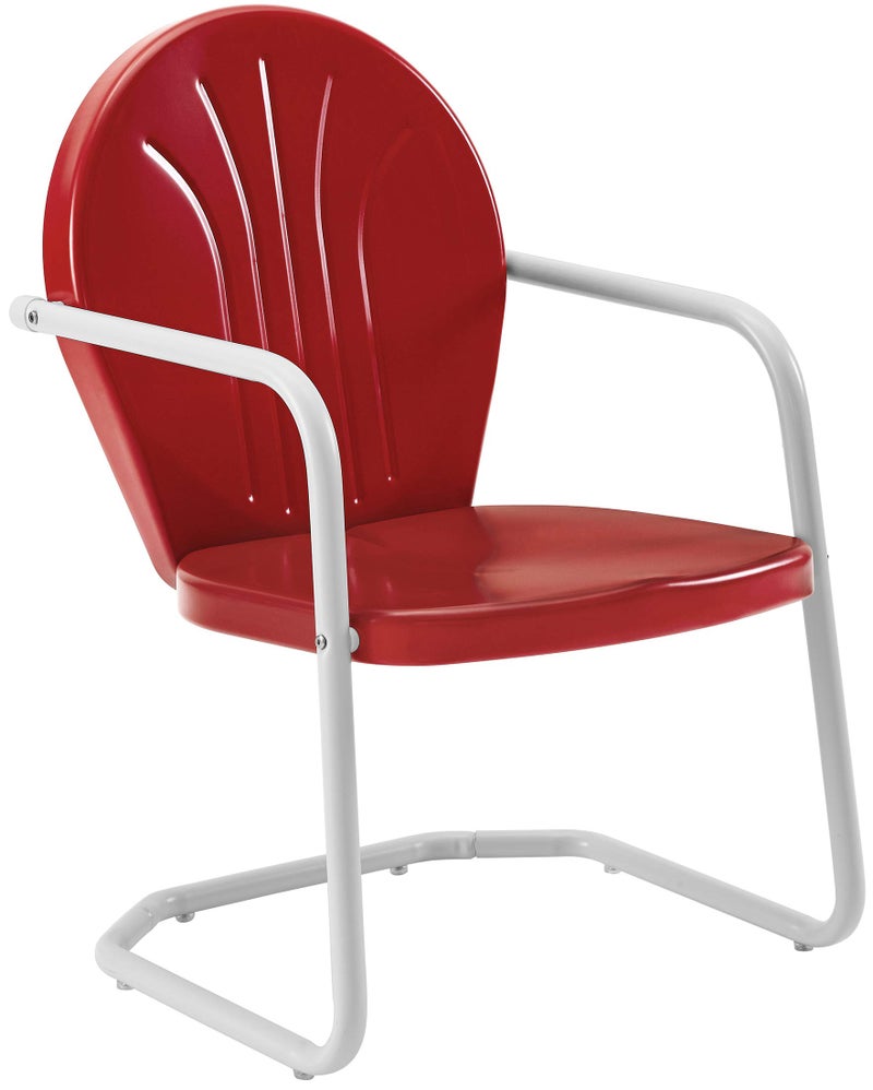 Crosley Furniture Griffith Outdoor Chair Retro Metal Patio Chairs for Dining Porch Deck Balcony Red