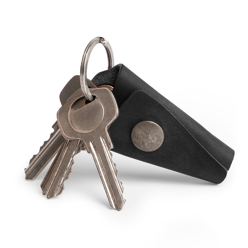 Hide & Drink Full Grain Leather Wrap Keychain, Organizer Snap Closure, Key Ring Cover, Silencer Sleeve Key Holder for Men (Charcoal Black) - Image 3