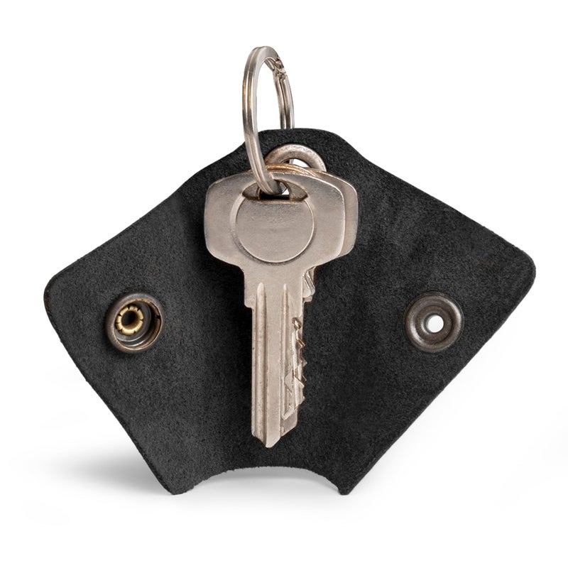 Hide & Drink Full Grain Leather Wrap Keychain, Organizer Snap Closure, Key Ring Cover, Silencer Sleeve Key Holder for Men (Charcoal Black) - Image 2
