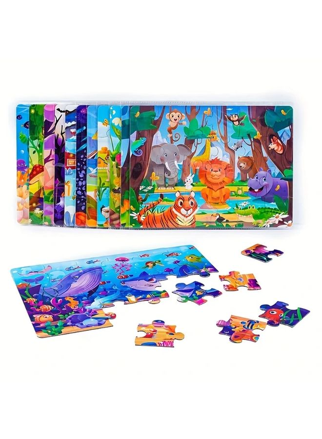 Ocean Style 24 Pcs Childrens Cardboard Puzzle Durable Irregular Seamless Family Birthday Gift - Image 5