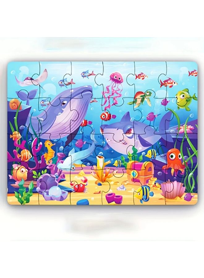 Ocean Style 24 Pcs Childrens Cardboard Puzzle Durable Irregular Seamless Family Birthday Gift - Image 1