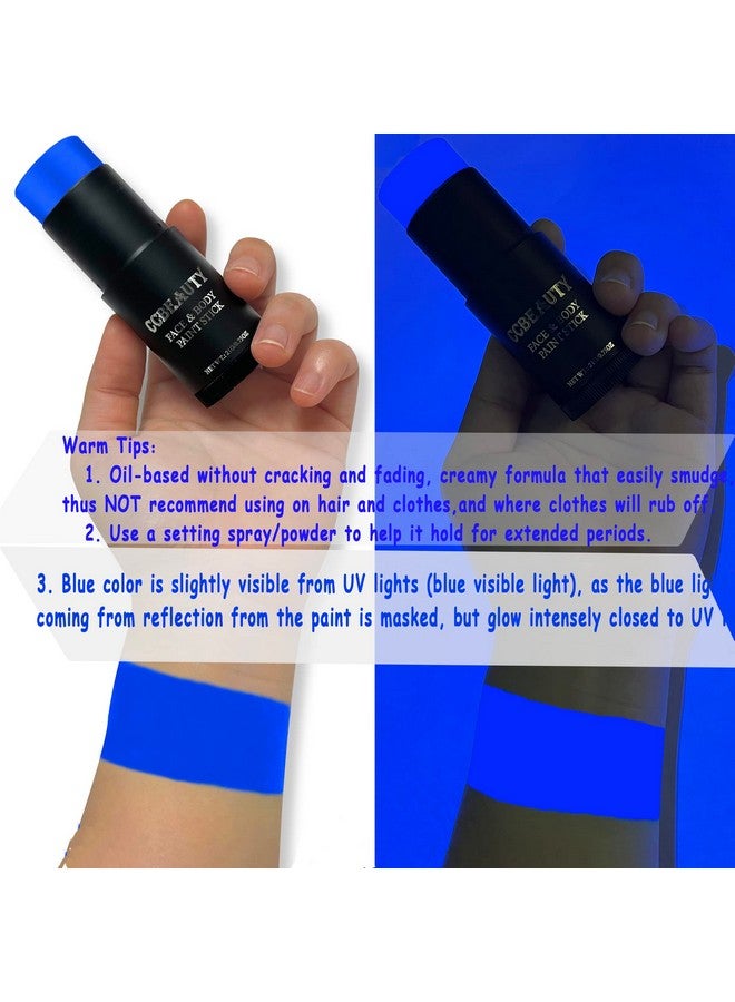 CCbeauty Halloween Neon Uv Blue Face Body Paint Stick Oil Royal Eye Black Face Painting Kit Glow In The Black Lights Makeup Cream Dark Eyeblack Hypoallergenic Foundation For Cosplay Costume Parites - Image 4