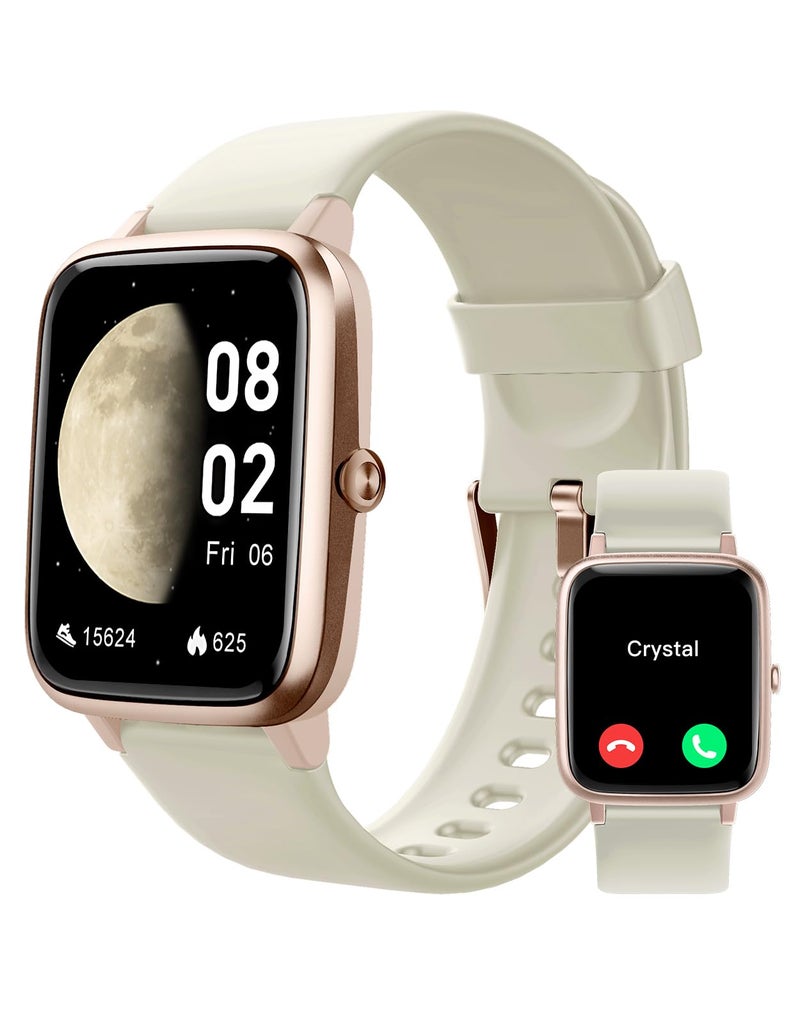 GRV Smart Watches for Women Men (Answer/Make Calls), 1.8" Smartwatch for iOS/Android Phones Fitness Tracker with 100+ Sports Modes Heart Rate/Sleep Monitor Pedometer IP68 Waterproof (Milky White) - Image 1